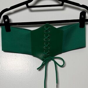 Green Lace-Up Corset Waist Belt - Women Accessories